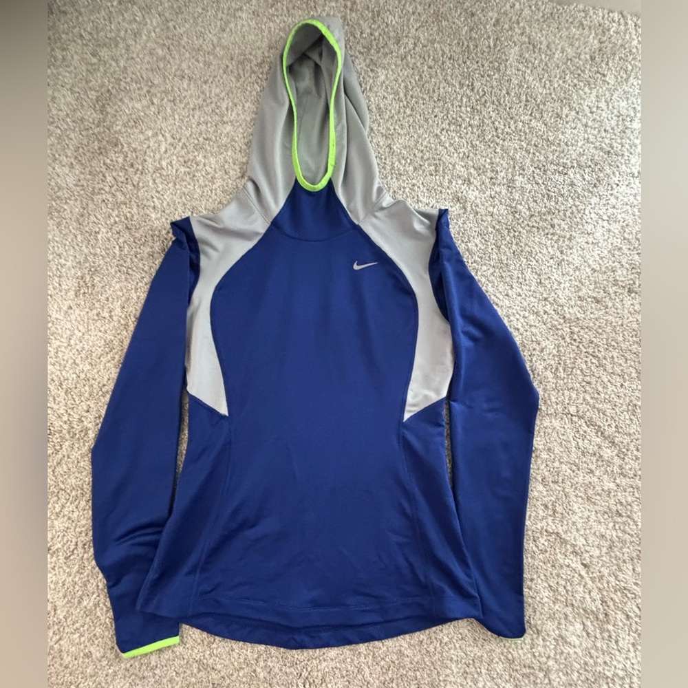 Women’s Nike Gray and Blue Dri-FIT running Hoodie